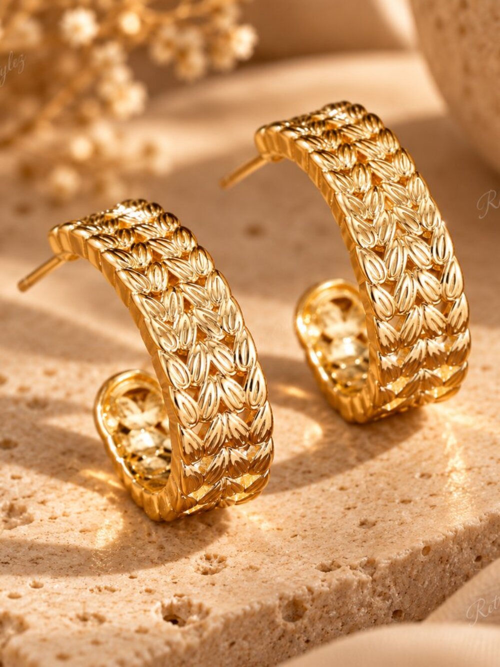 14K Gold Womens 1" Small Curved Semi Hoop Earrings New 14 K Silver Hoops Jewelry